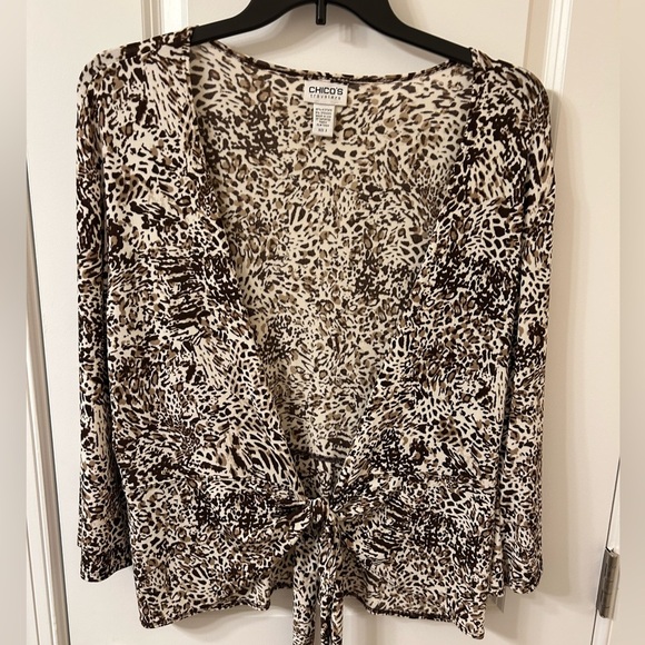 Chico's Women's Animal Print Top - Black and Brown - Picture 1 of 6